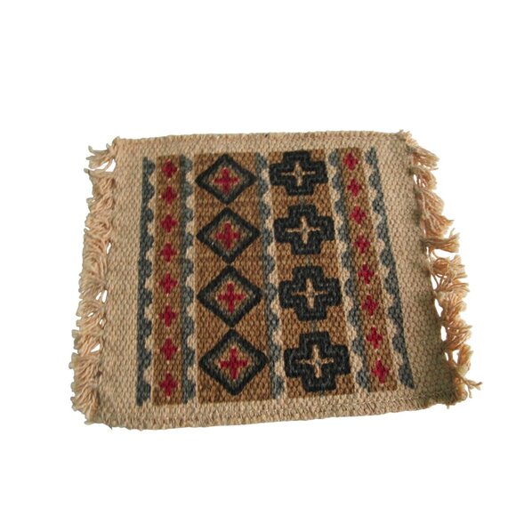 Vintage Southwest Woven Cotton Mug Rug Coasters El Paso Saddle Blanket Co GUC - Picture 12 of 16